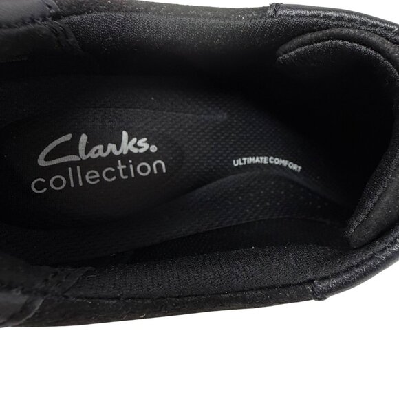 Clarks Kayleigh Peak Black Slip On Womens Loafers Textile Leather 7.5M NEW - Picture 7 of 11